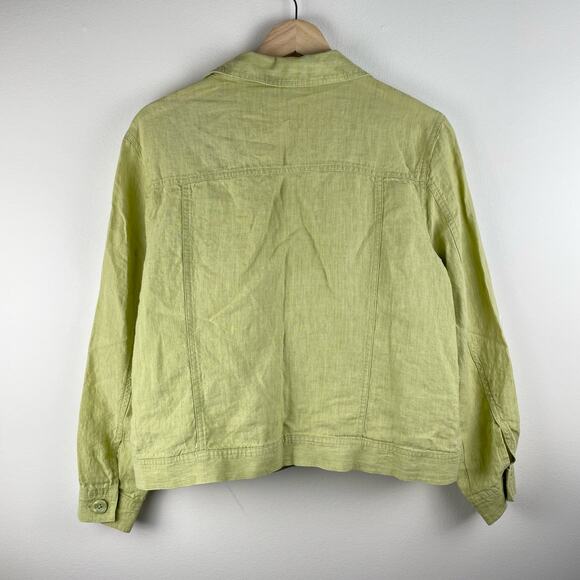 y2k Green Linen Shacket Button Up Jacket - Size L - Picture 2 of 7